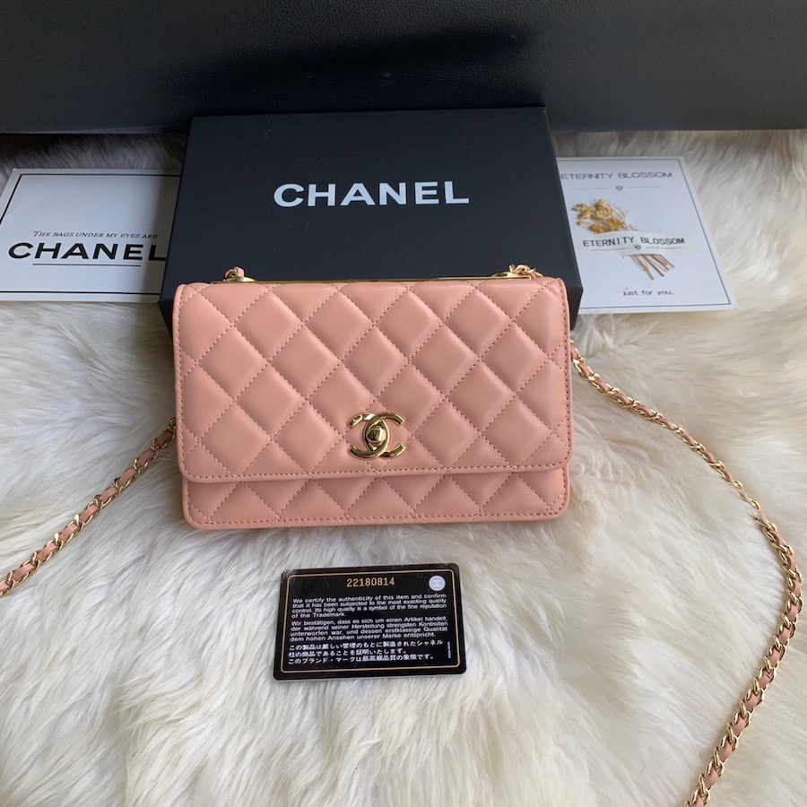 Wallet on Chain, Lambskin & Gold-Tone Metal, WOC CHANEL