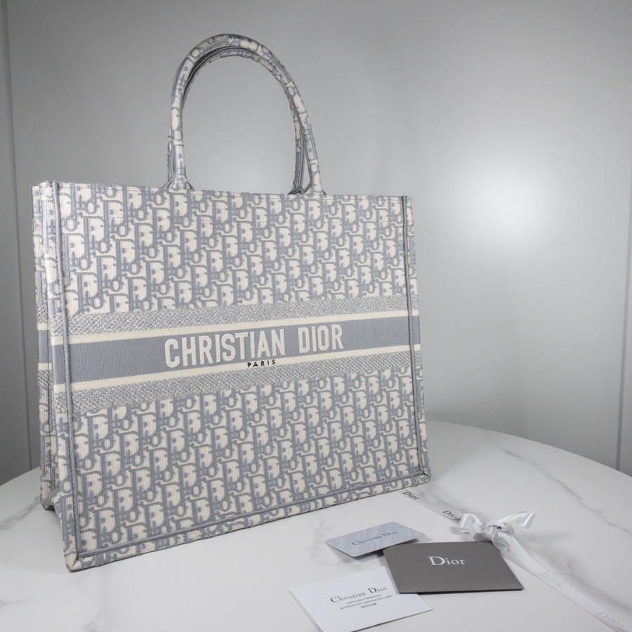 GRAY DIOR BOOK TOTE WITH DIOR OBLIQUE EMBROIDERY