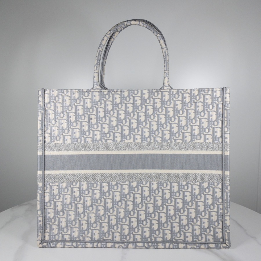 GRAY DIOR BOOK TOTE WITH DIOR OBLIQUE EMBROIDERY