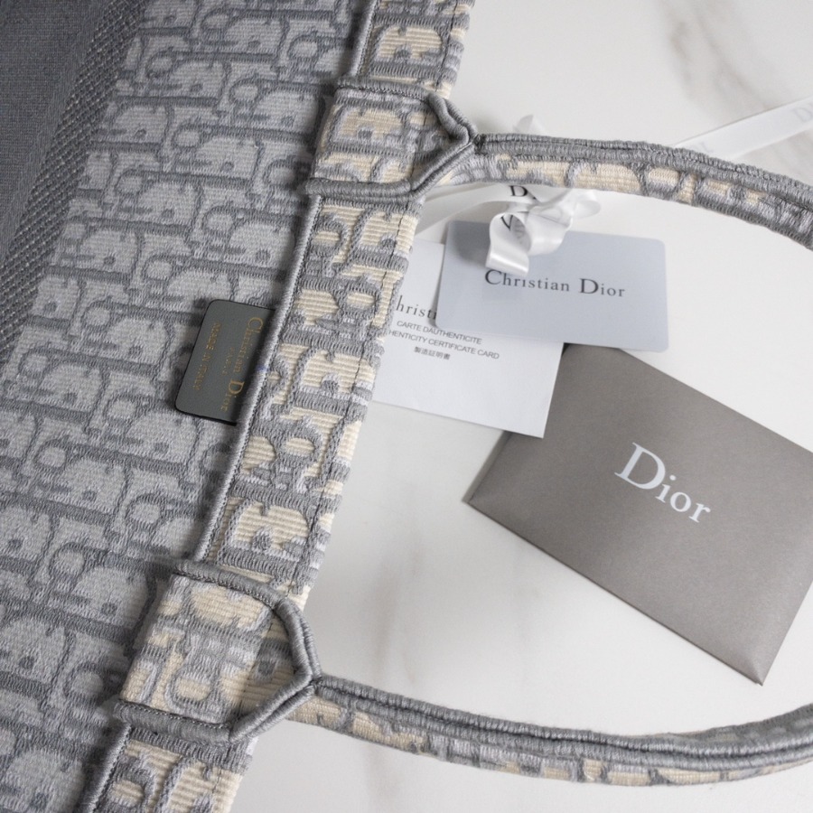 GRAY DIOR BOOK TOTE WITH DIOR OBLIQUE EMBROIDERY