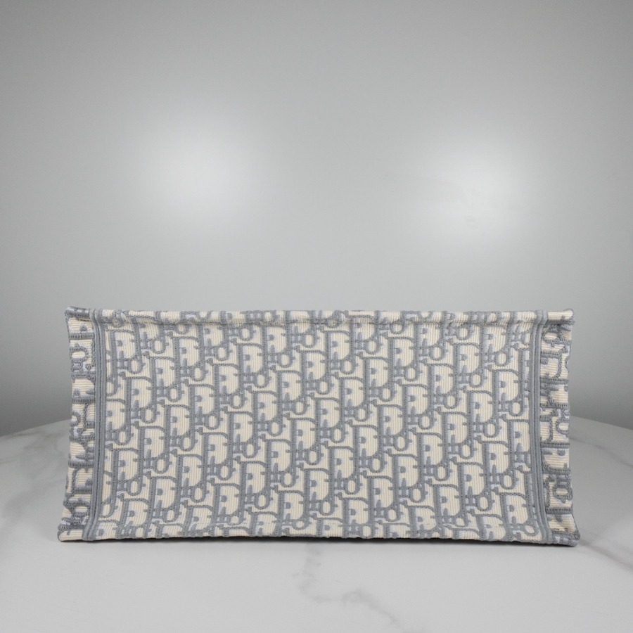 SMALL GRAY DIOR BOOK TOTE WITH DIOR OBLIQUE EMBROIDERY