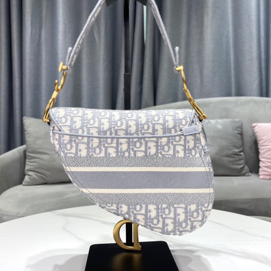 BLUE SADDLE ORIGINAL DIOR OBLIQUE EMBROIDERED CANVAS BAG, DIOR SHOULDER BAG