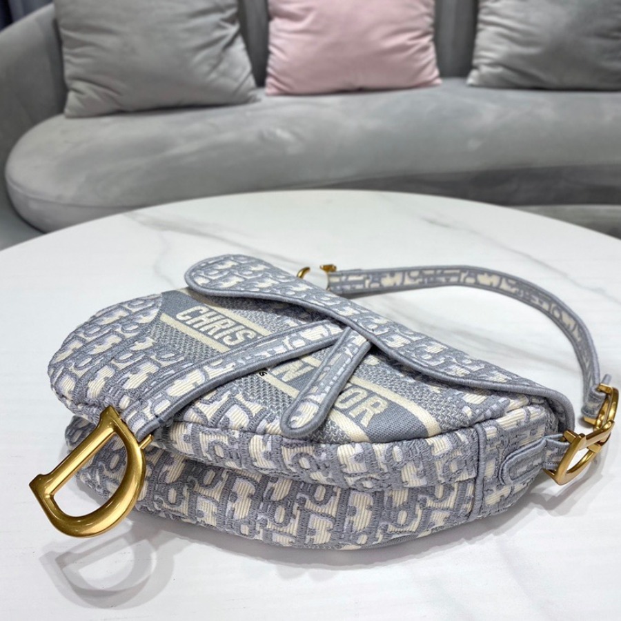 BLUE SADDLE ORIGINAL DIOR OBLIQUE EMBROIDERED CANVAS BAG, DIOR SHOULDER BAG
