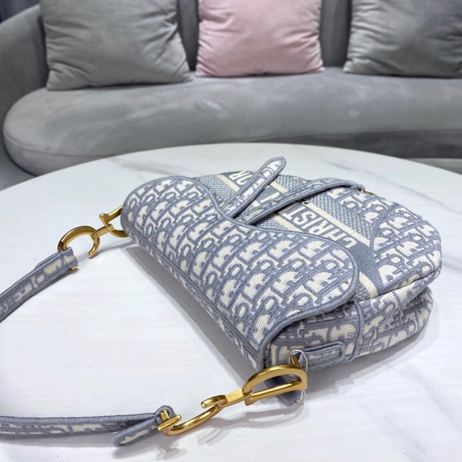 BLUE SADDLE ORIGINAL DIOR OBLIQUE EMBROIDERED CANVAS BAG, DIOR SHOULDER BAG
