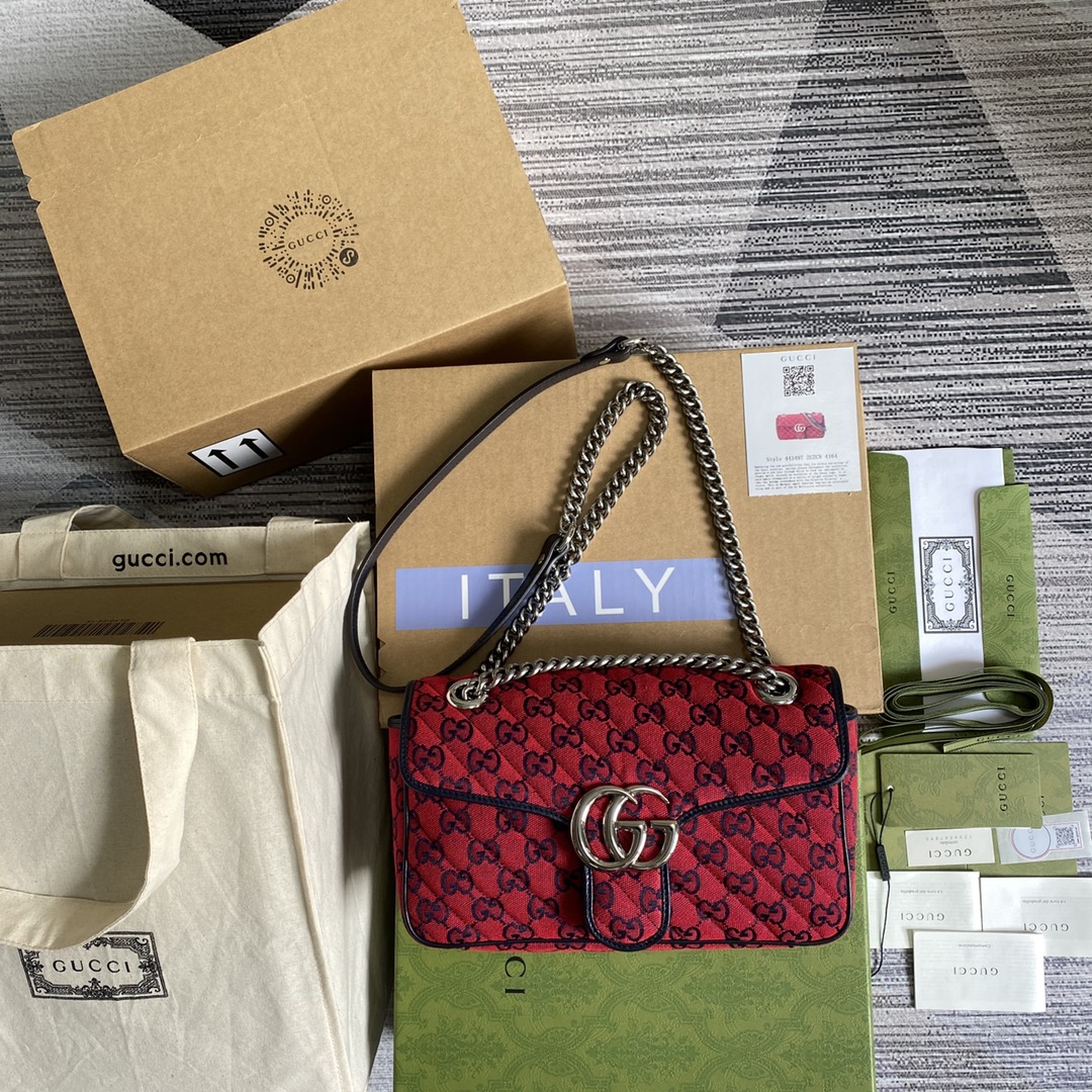 443497 GG Marmont multicolor small shoulder bag