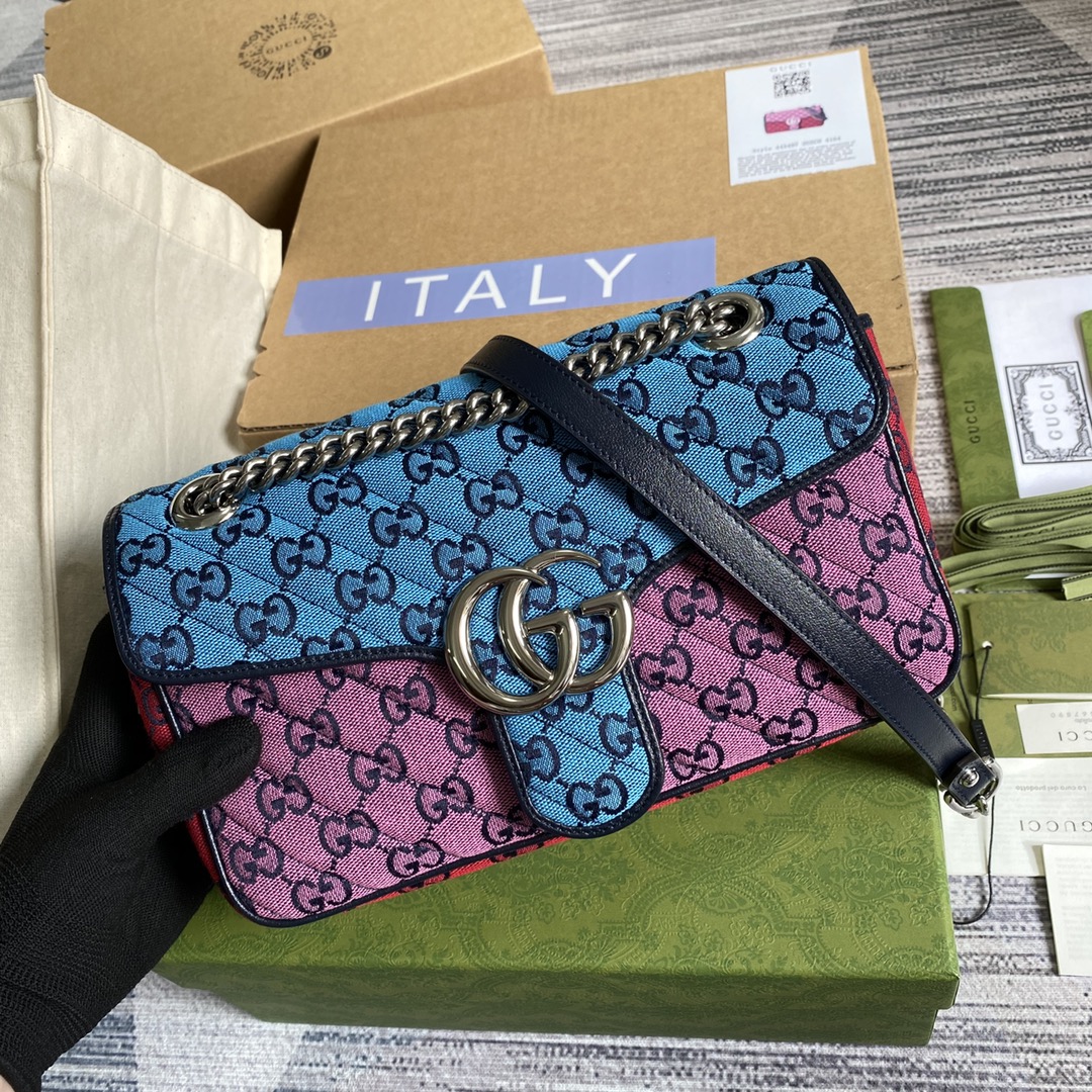 443497 GG Marmont multicolor small shoulder bag