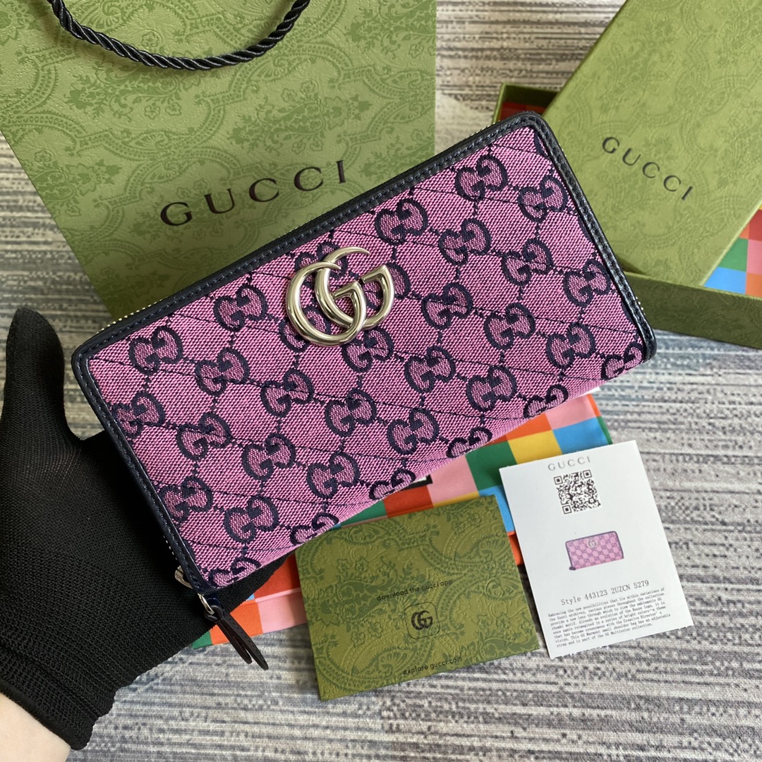 443123  GG Marmont Multicolor zip around wallet