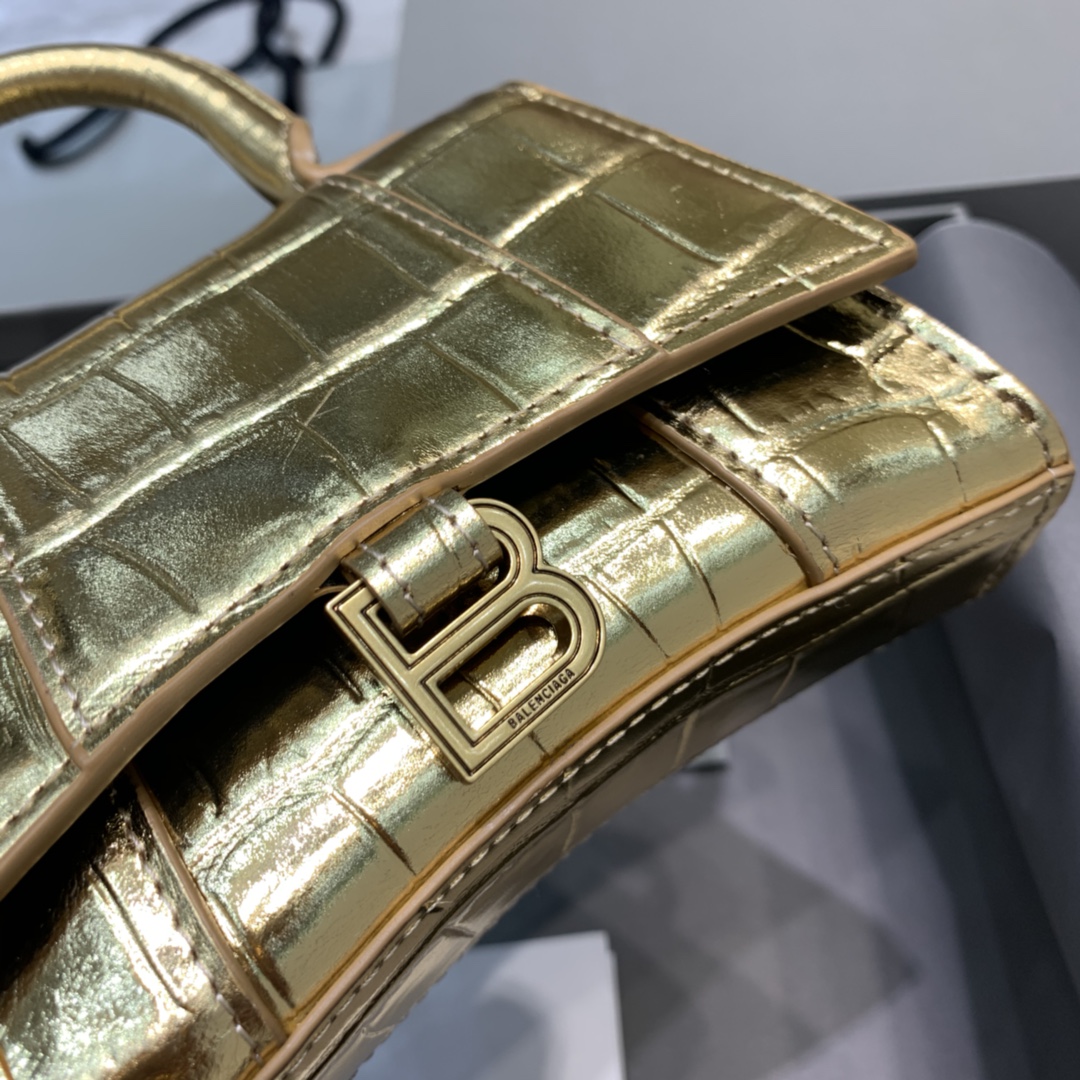 WOMEN'S HOURGLASS MINI TOP HANDLE BAG IN GOLD, Balenciaga Bag