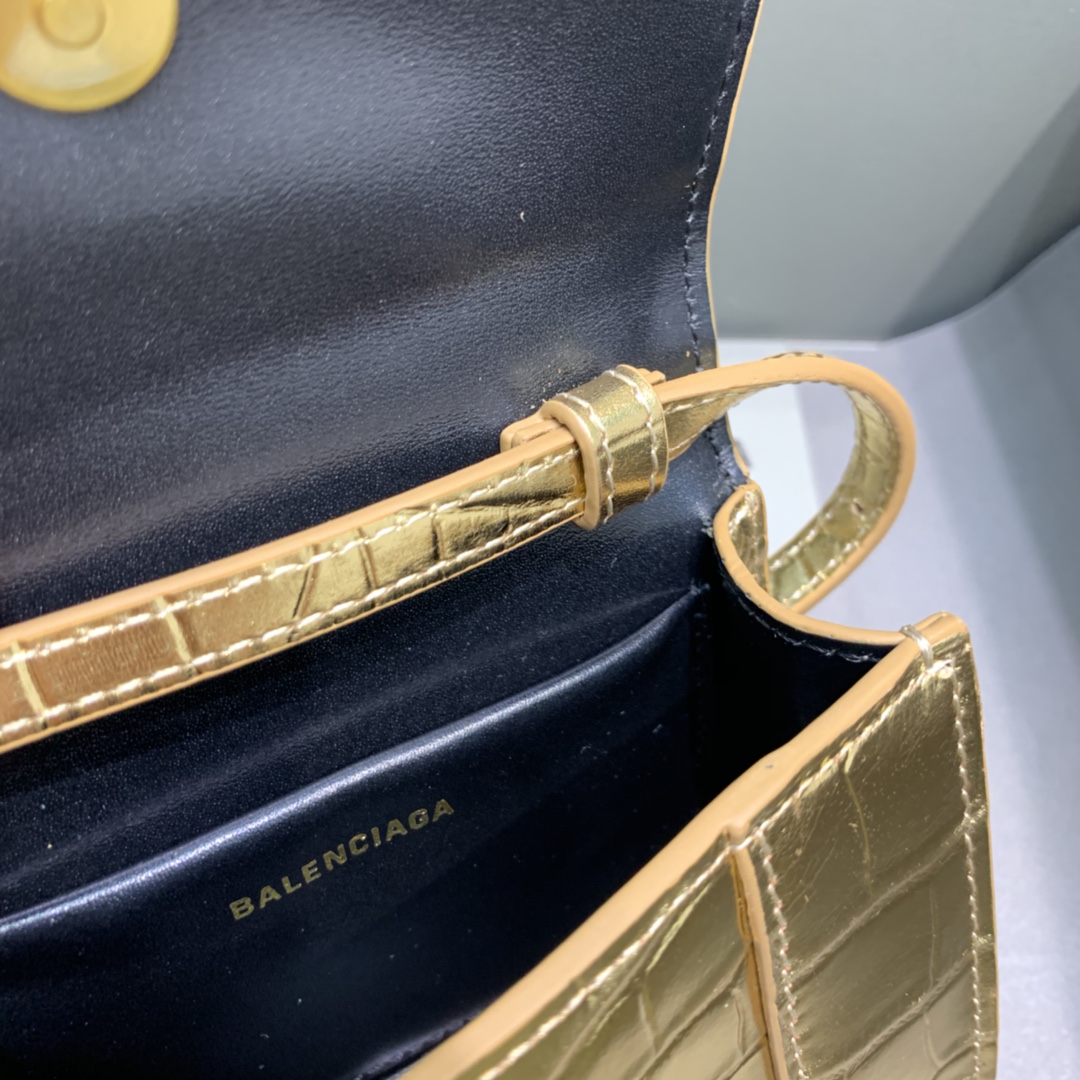 WOMEN'S HOURGLASS MINI TOP HANDLE BAG IN GOLD, Balenciaga Bag