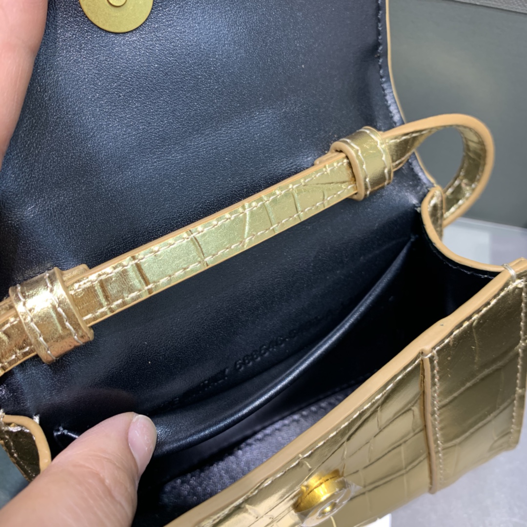 WOMEN'S HOURGLASS MINI TOP HANDLE BAG IN GOLD, Balenciaga Bag