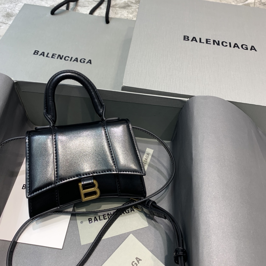 WOMEN'S HOURGLASS MINI TOP HANDLE BAG IN GOLD, Balenciaga Bag