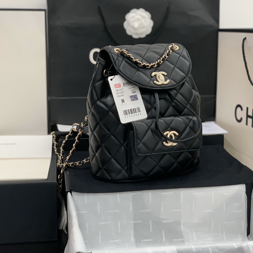 Chanel Backpacks, Lambskin, Gold-Tone Metal