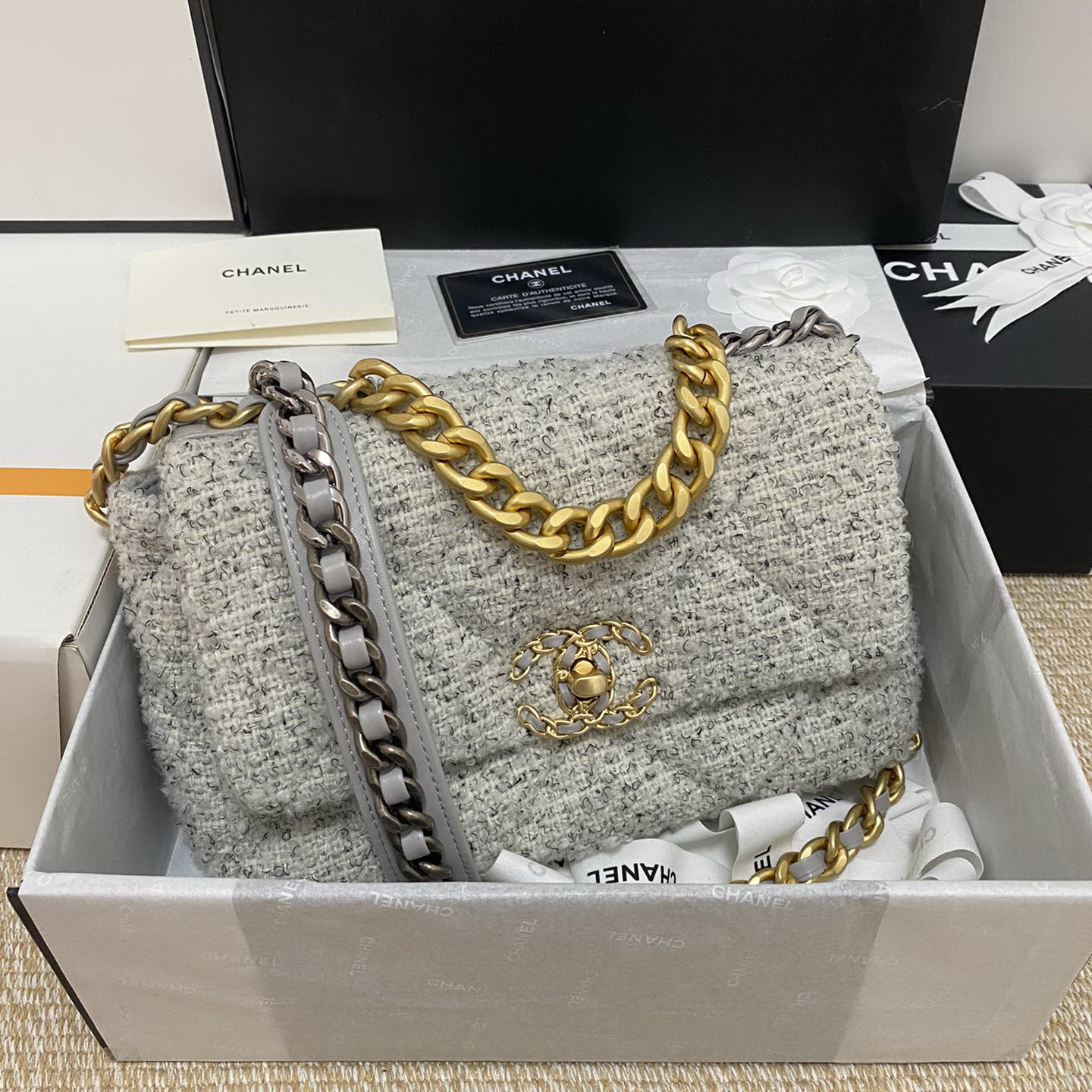AS1160 CHANEL 19 HANDBAG, 