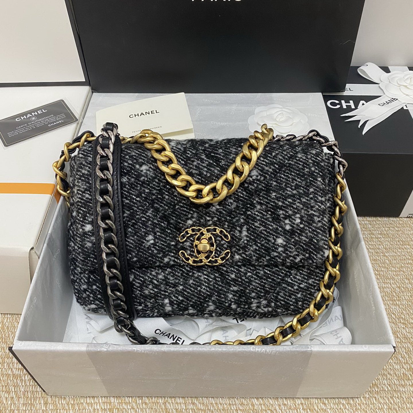 AS1160 CHANEL 19 HANDBAG, 