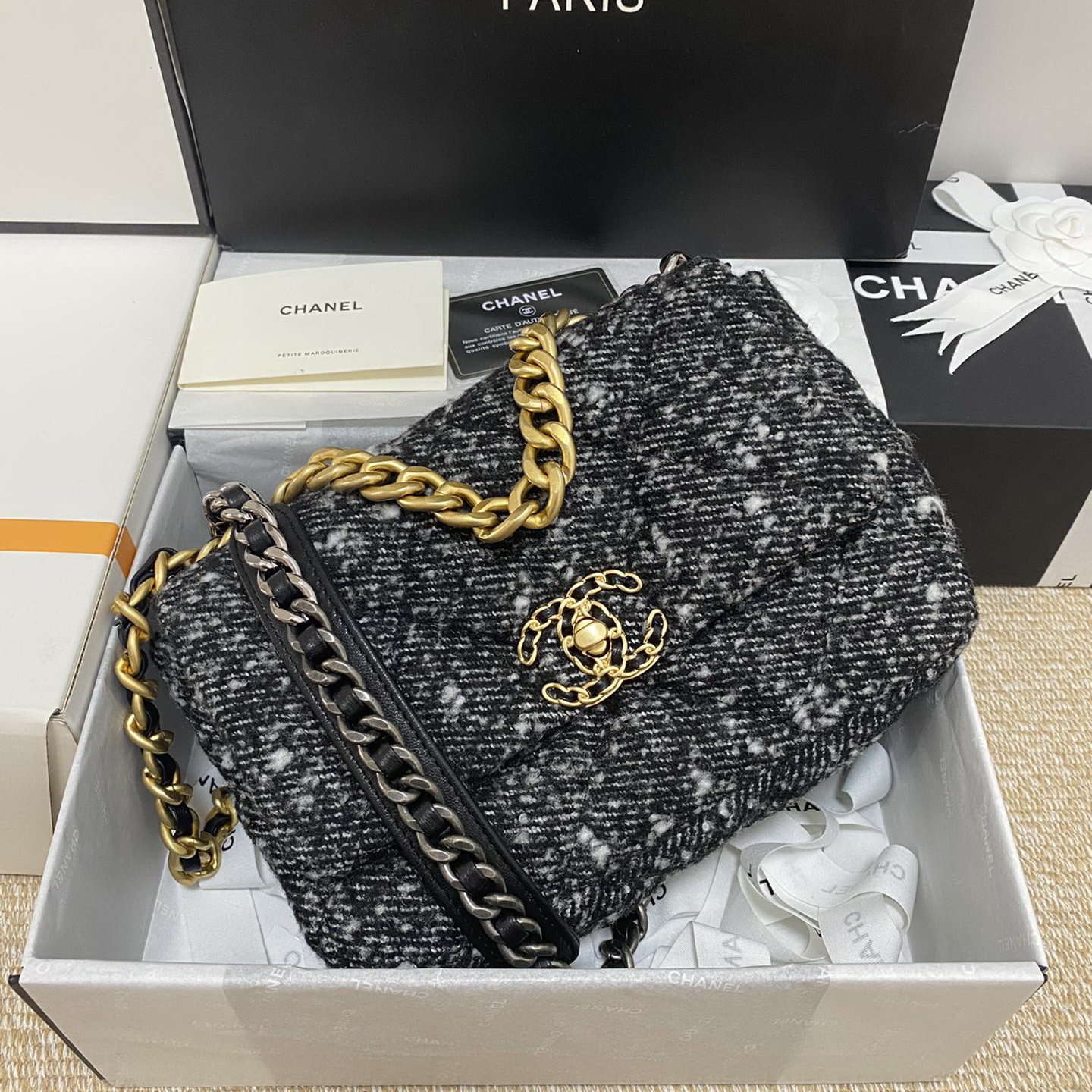 AS1160 CHANEL 19 HANDBAG, 