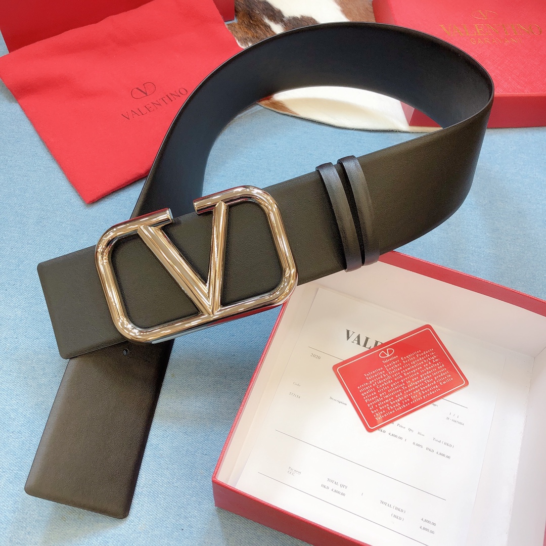 REVERSIBLE VLOGO SIGNATURE BELT IN GLOSSY CALFSKIN 70 MM / 2.8 IN.