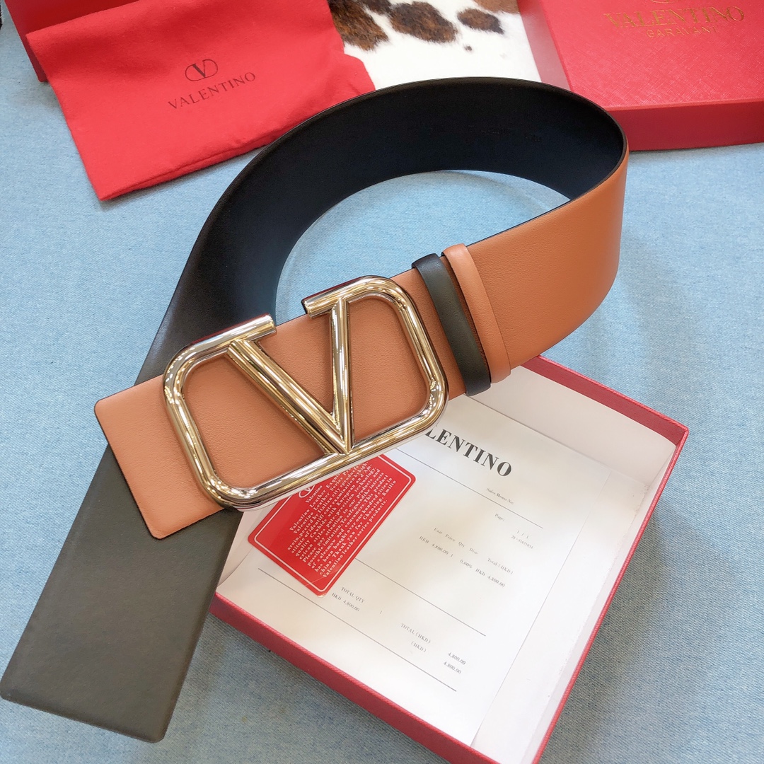 REVERSIBLE VLOGO SIGNATURE BELT IN GLOSSY CALFSKIN 70 MM / 2.8 IN.