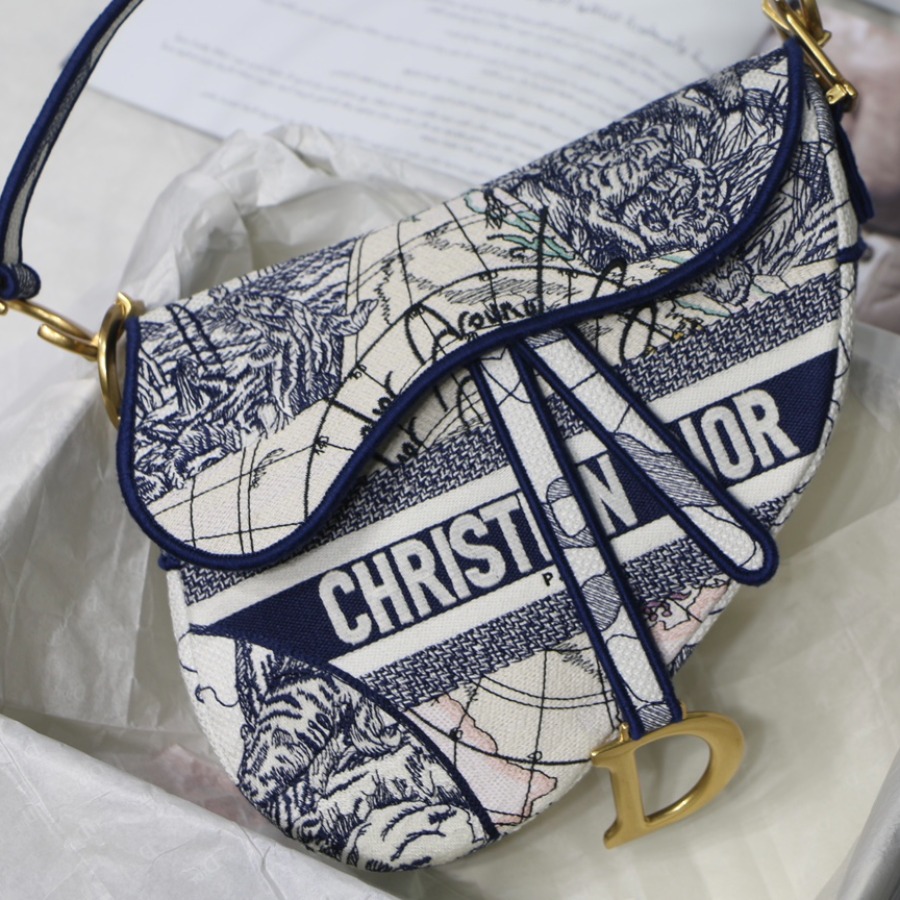 SADDLE ORIGINAL DIOR OBLIQUE EMBROIDERED CANVAS BAG, DIOR SHOULDER BAG