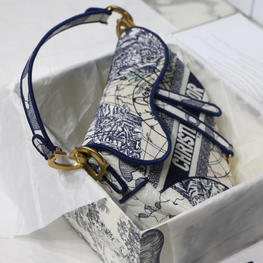 SADDLE ORIGINAL DIOR OBLIQUE EMBROIDERED CANVAS BAG, DIOR SHOULDER BAG