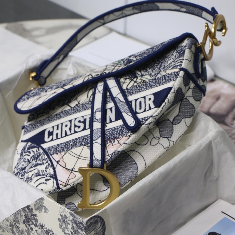 SADDLE ORIGINAL DIOR OBLIQUE EMBROIDERED CANVAS BAG, DIOR SHOULDER BAG