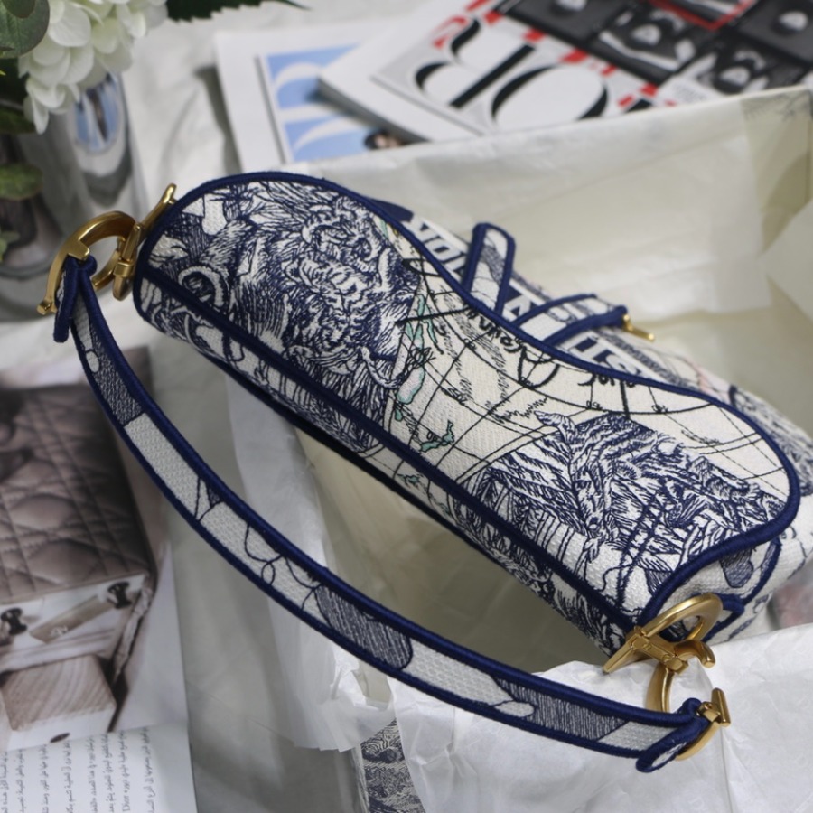 SADDLE ORIGINAL DIOR OBLIQUE EMBROIDERED CANVAS BAG, DIOR SHOULDER BAG