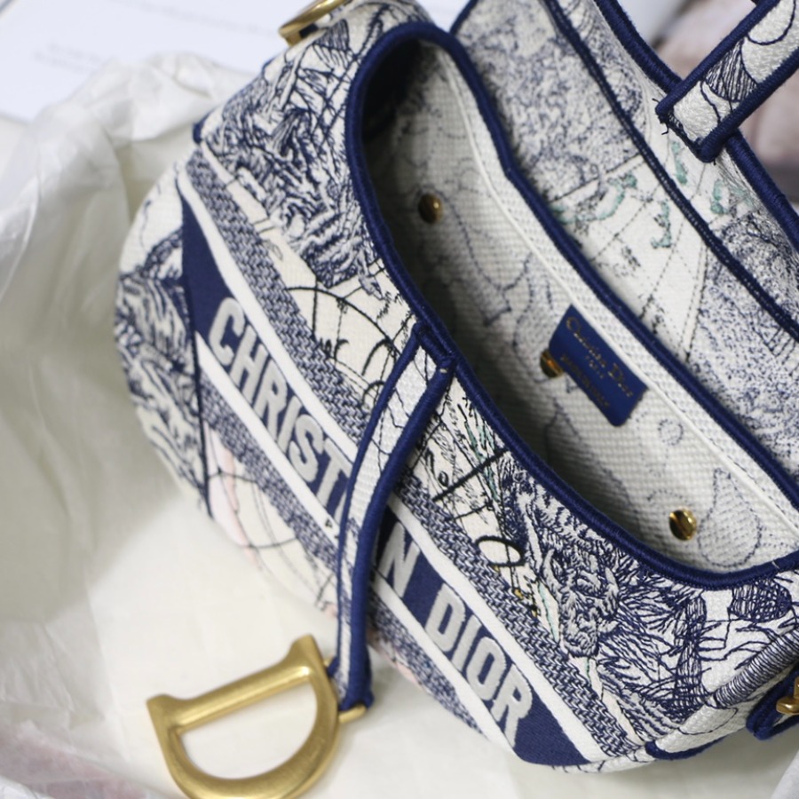 SADDLE ORIGINAL DIOR OBLIQUE EMBROIDERED CANVAS BAG, DIOR SHOULDER BAG