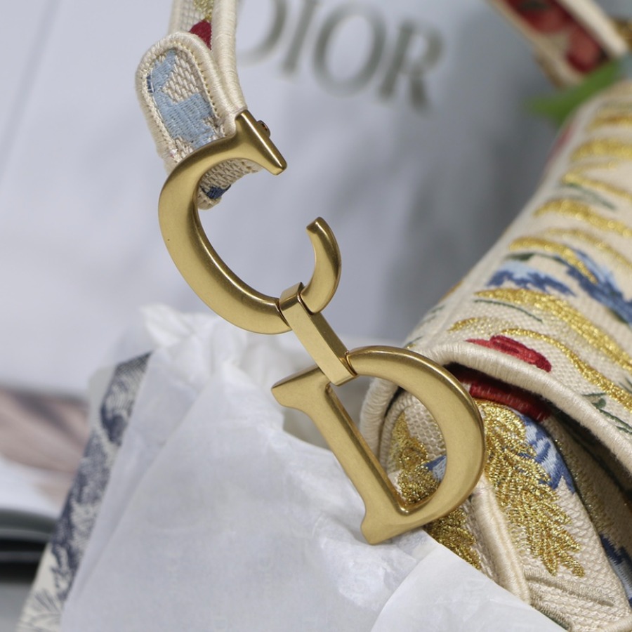 SADDLE ORIGINAL DIOR OBLIQUE EMBROIDERED CANVAS BAG, DIOR SHOULDER BAG