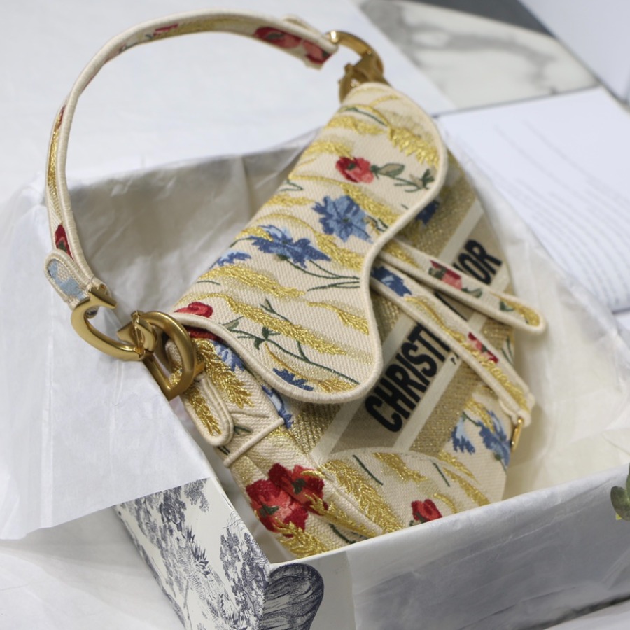 SADDLE ORIGINAL DIOR OBLIQUE EMBROIDERED CANVAS BAG, DIOR SHOULDER BAG