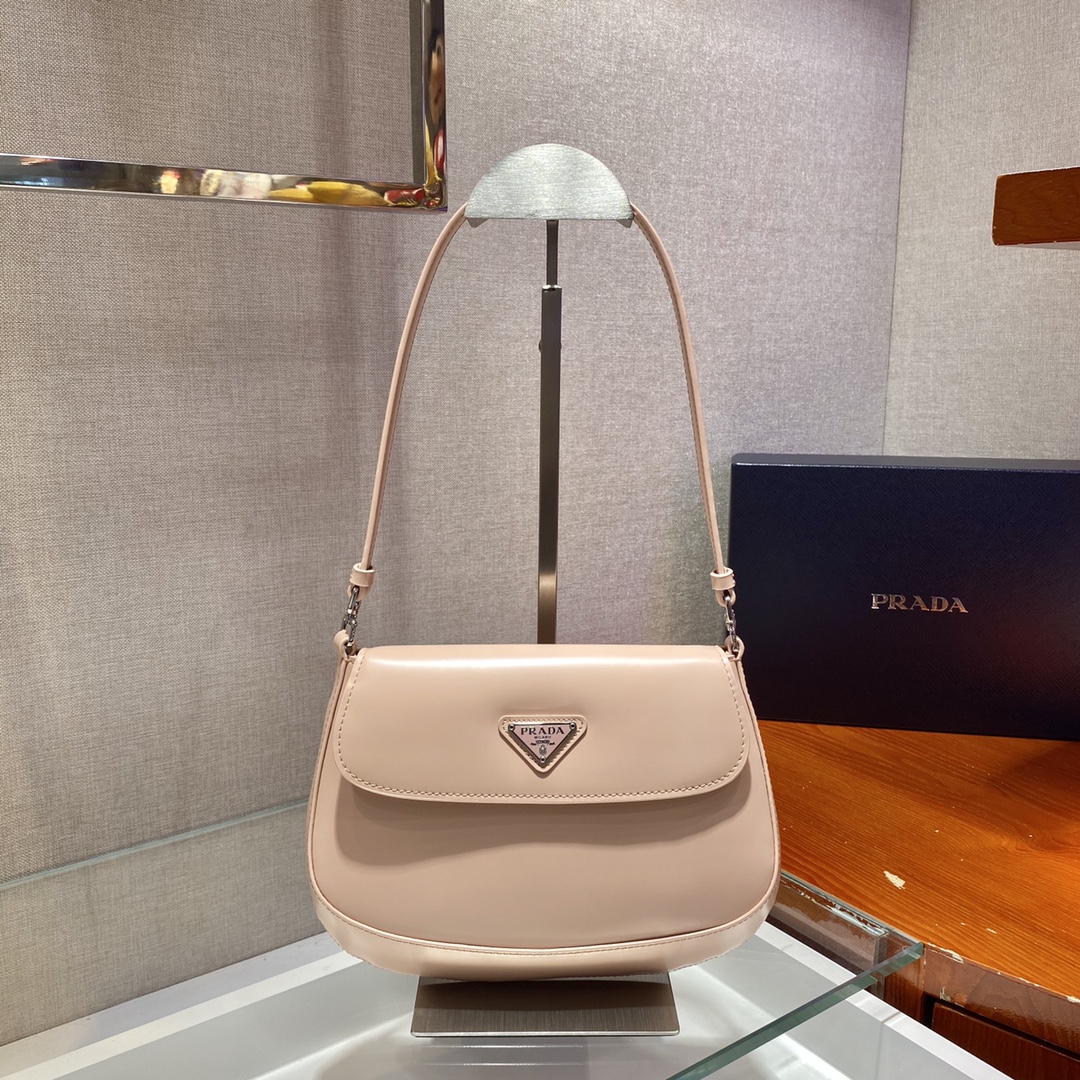 Prada Cleo brushed leather shoulder bag with flap