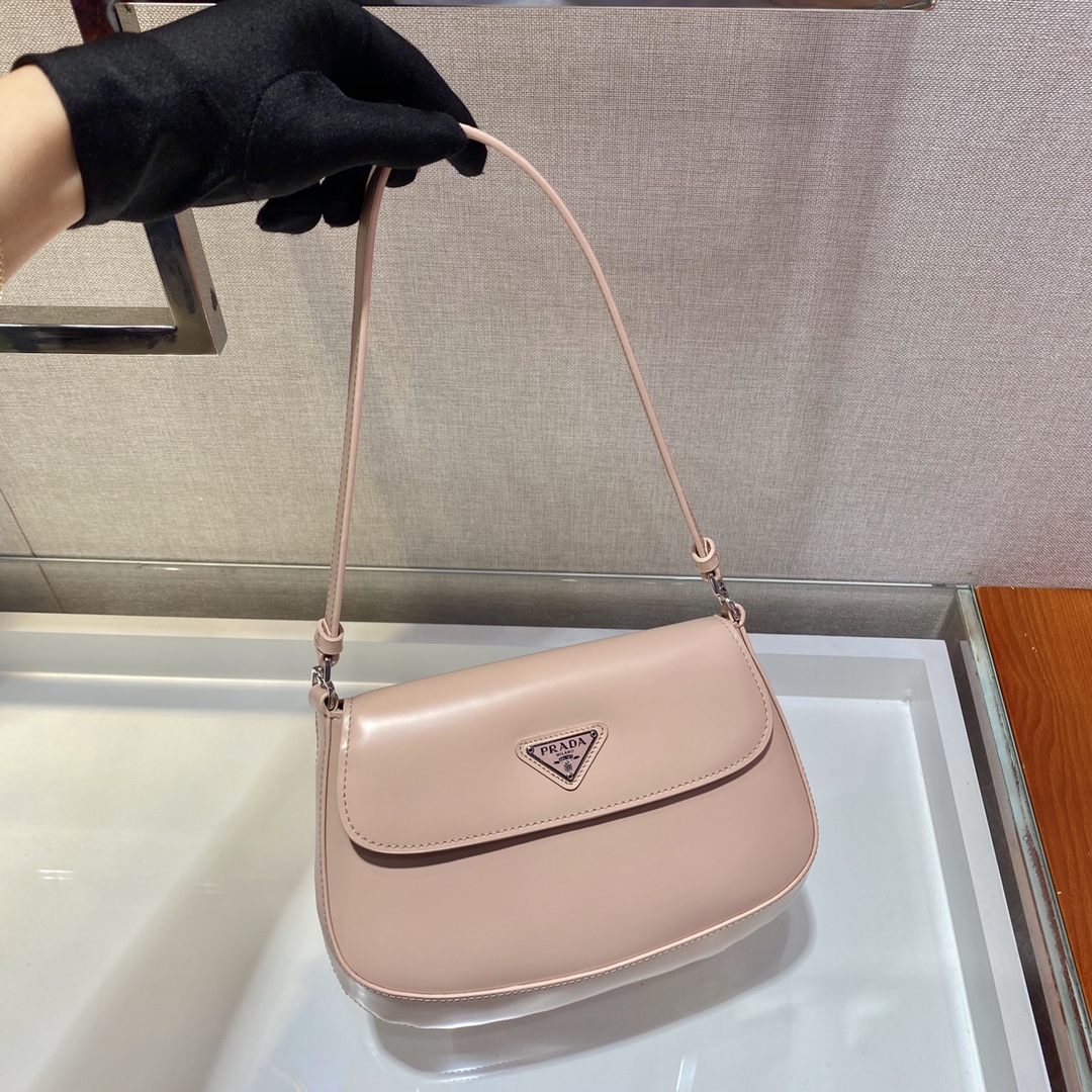 Prada Cleo brushed leather shoulder bag with flap