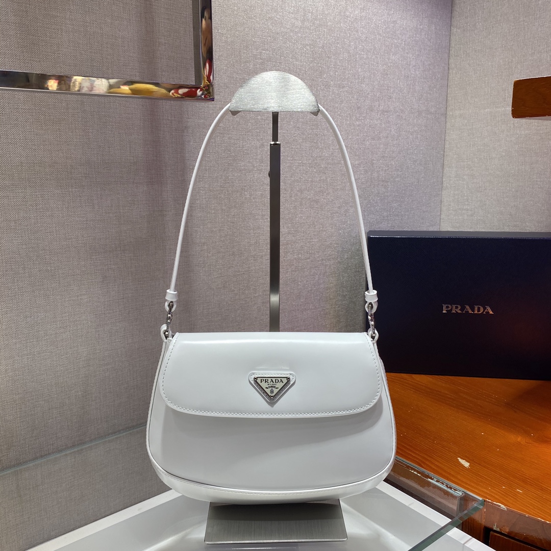 Prada Cleo brushed leather shoulder bag with flap