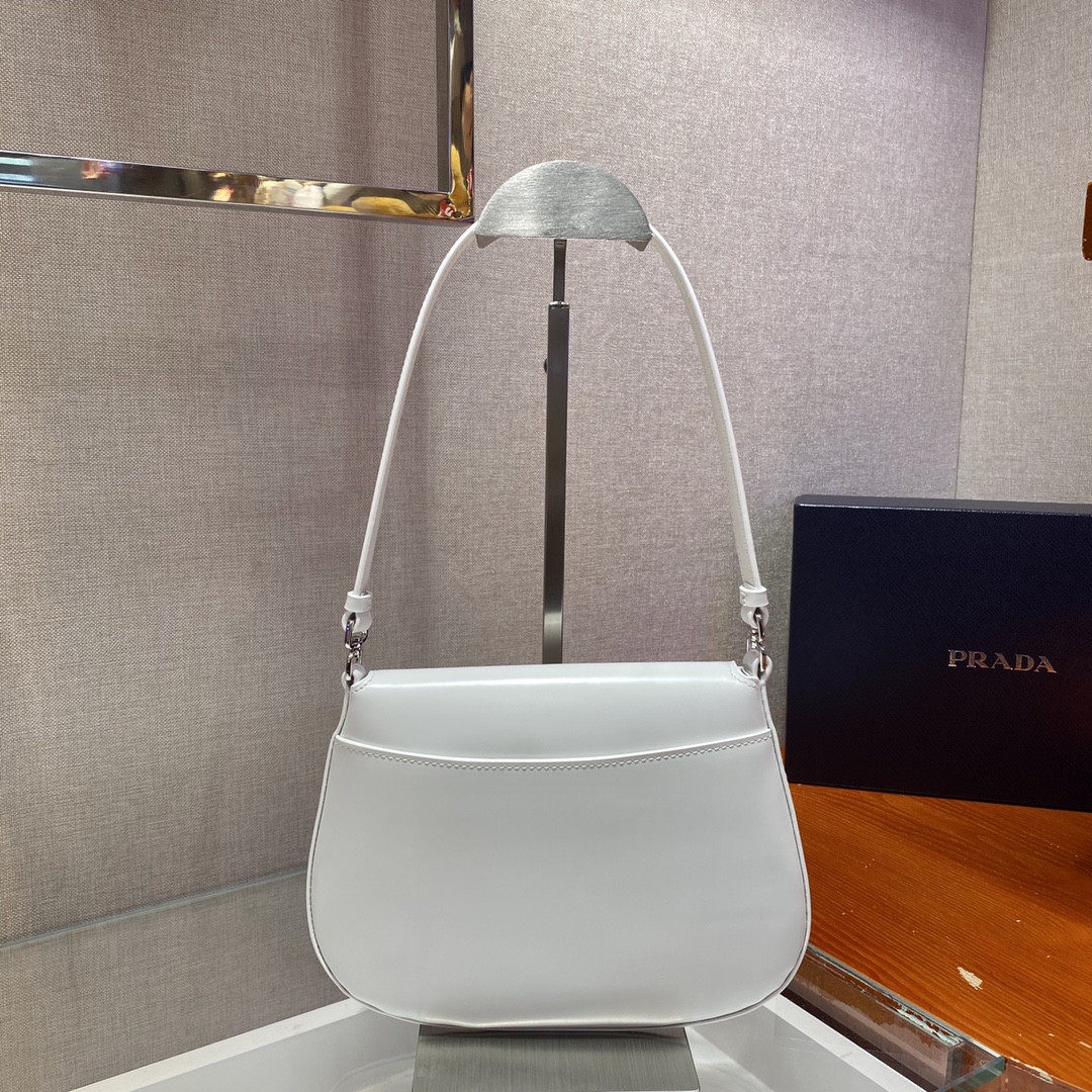 Prada Cleo brushed leather shoulder bag with flap