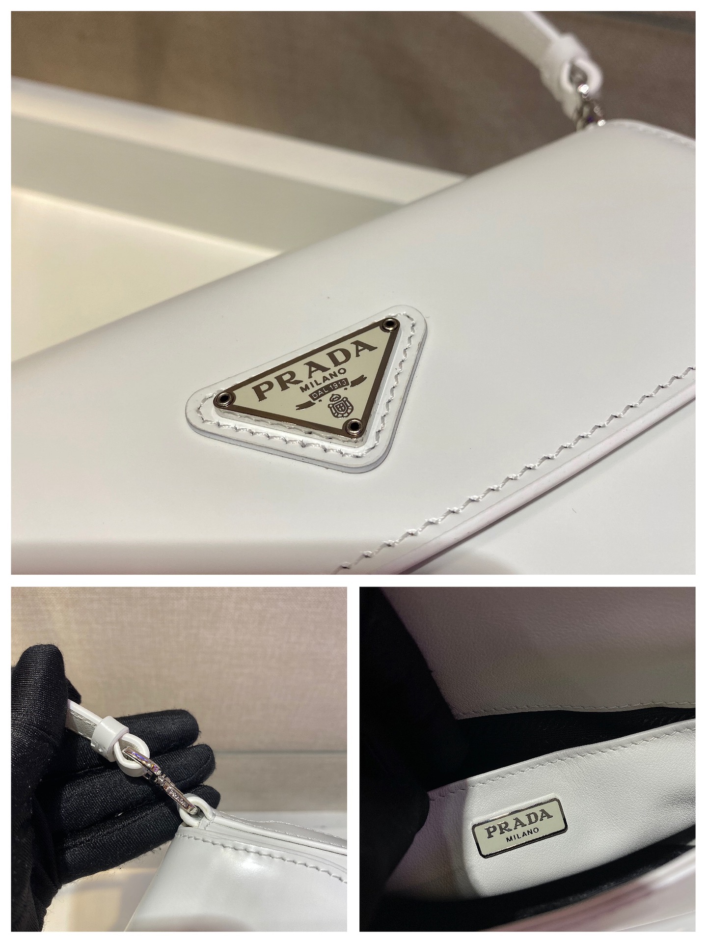 Prada Cleo brushed leather shoulder bag with flap
