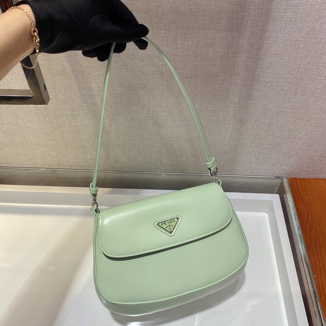 Prada Cleo brushed leather shoulder bag with flap