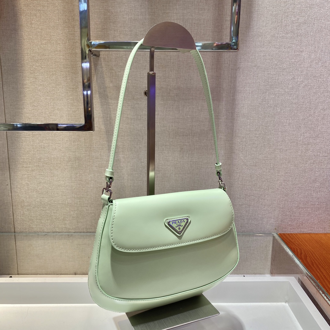 Prada Cleo brushed leather shoulder bag with flap