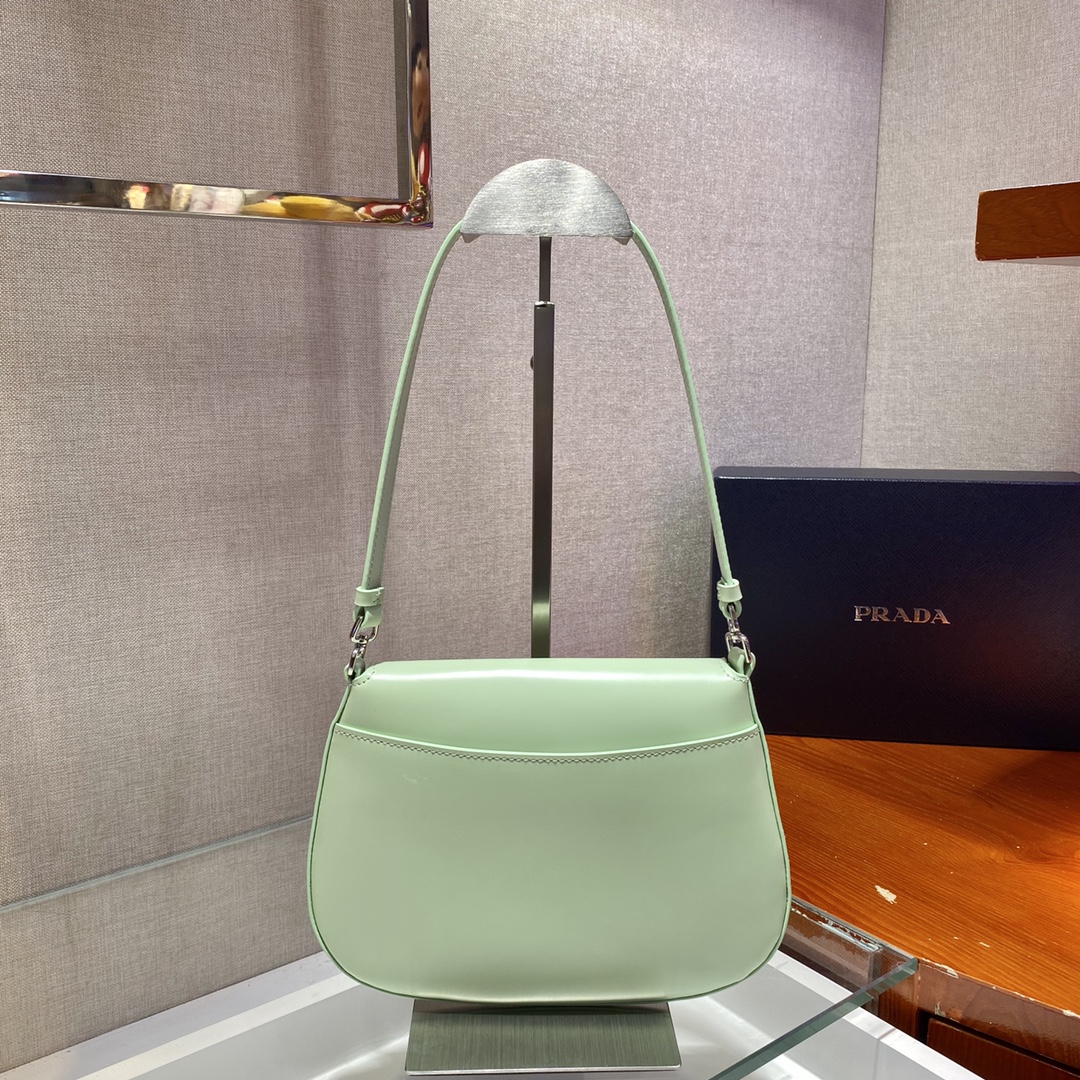 Prada Cleo brushed leather shoulder bag with flap