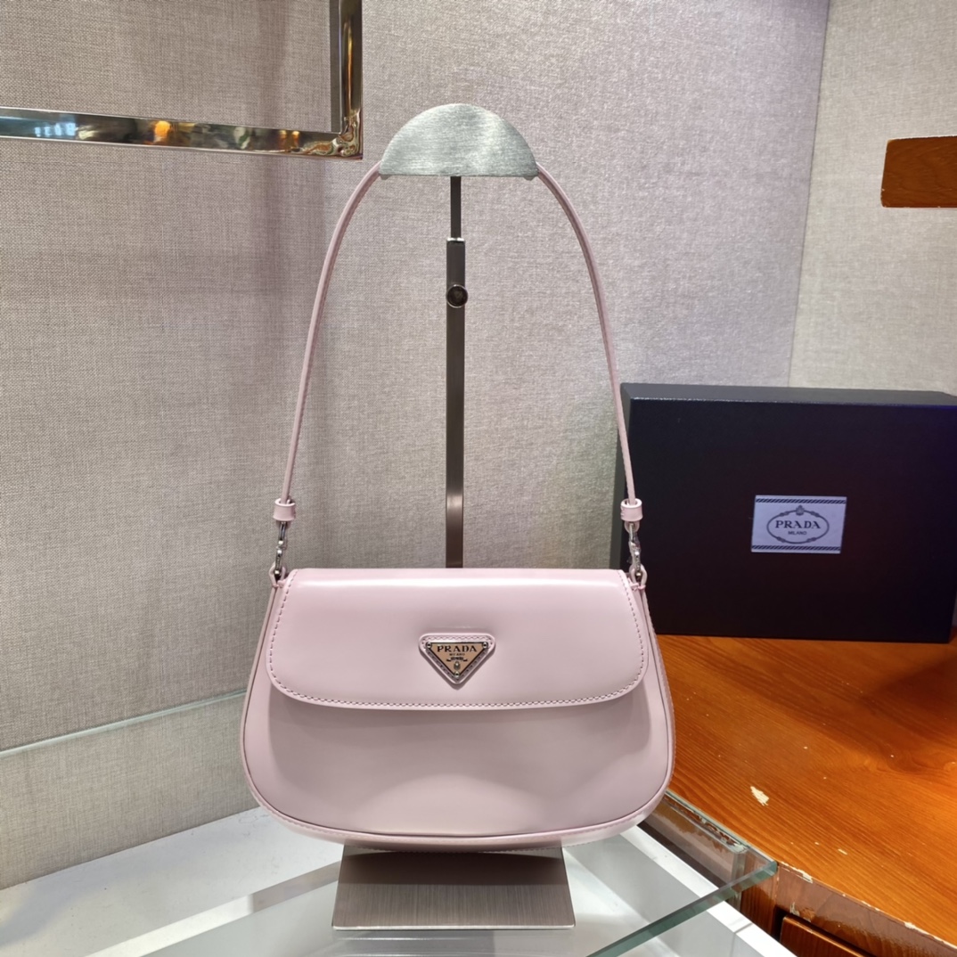 Prada Cleo brushed leather shoulder bag with flap