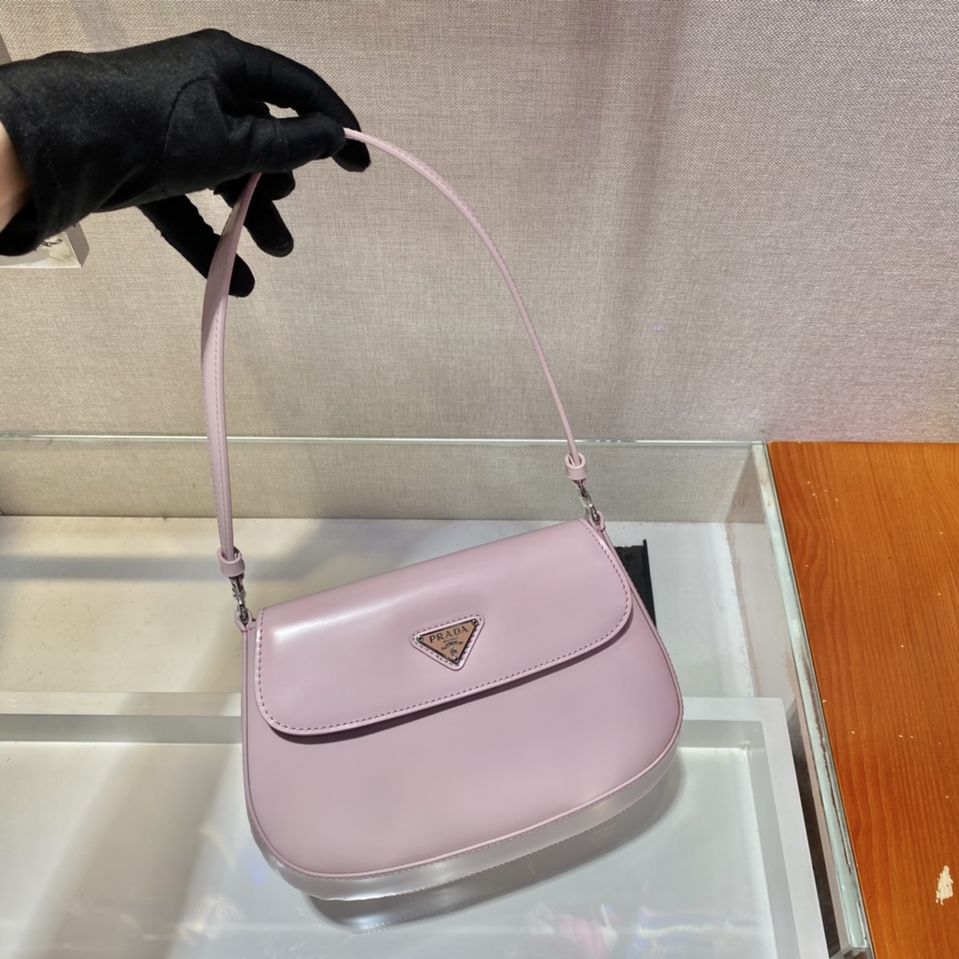 Prada Cleo brushed leather shoulder bag with flap