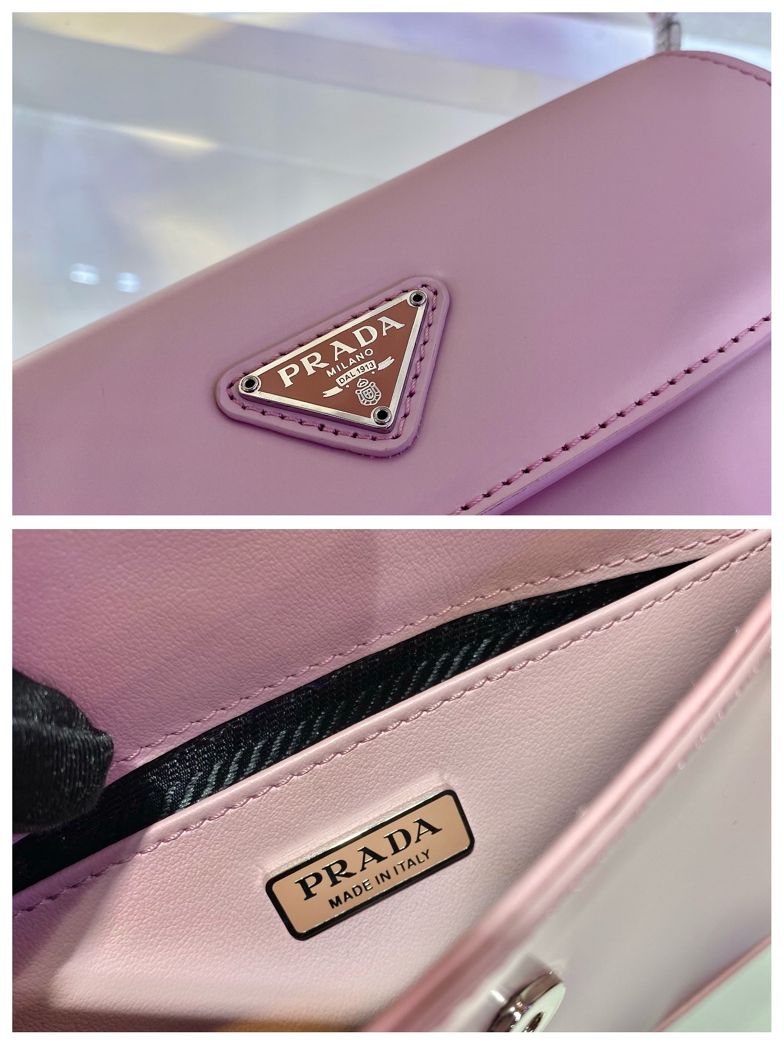 Prada Cleo brushed leather shoulder bag with flap