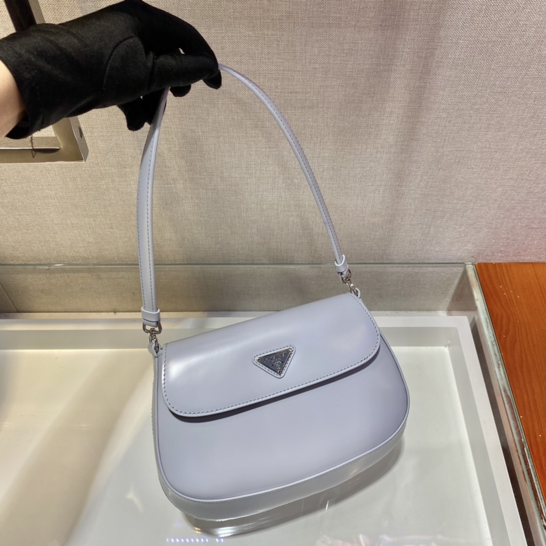 Prada Cleo brushed leather shoulder bag with flap