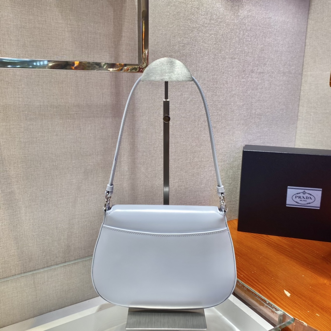 Prada Cleo brushed leather shoulder bag with flap