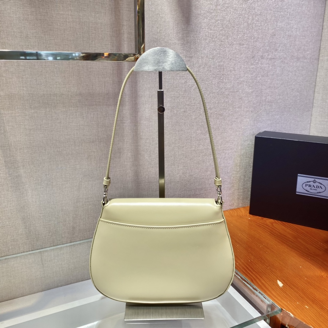 Prada Cleo brushed leather shoulder bag with flap