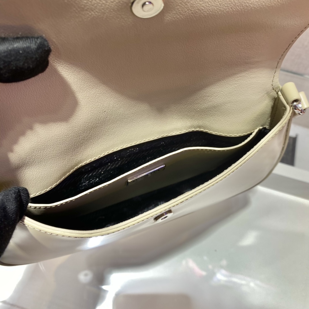 Prada Cleo brushed leather shoulder bag with flap