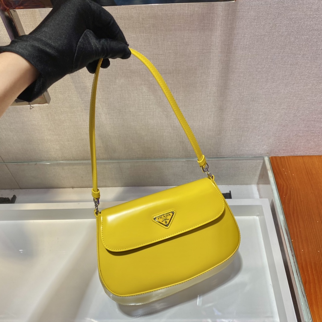 Prada Cleo brushed leather shoulder bag with flap