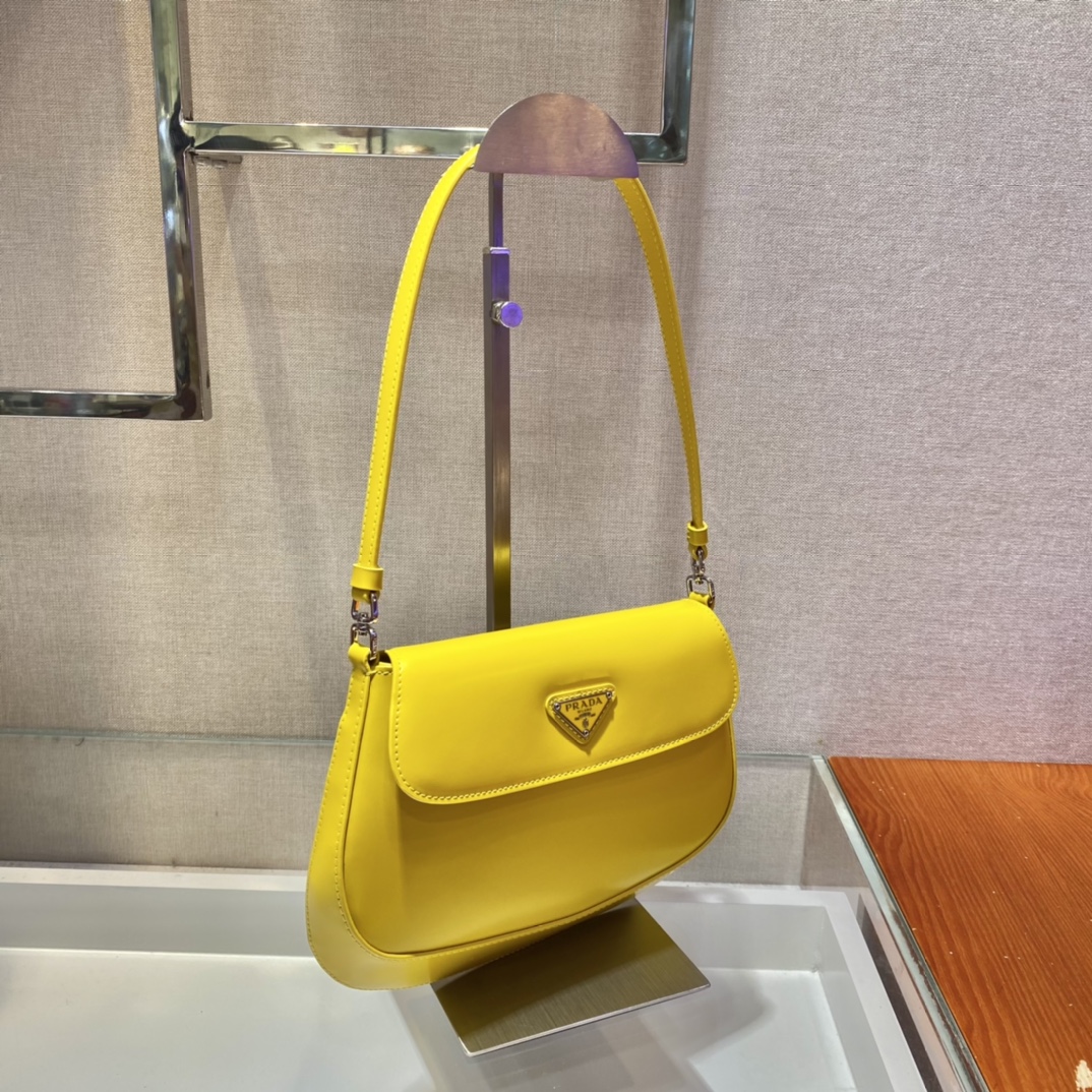 Prada Cleo brushed leather shoulder bag with flap