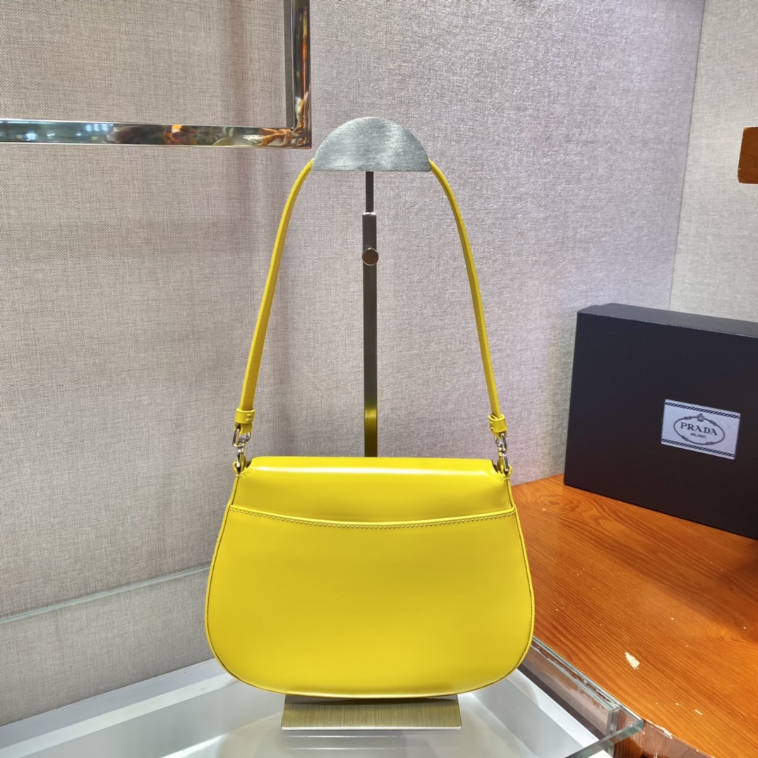Prada Cleo brushed leather shoulder bag with flap