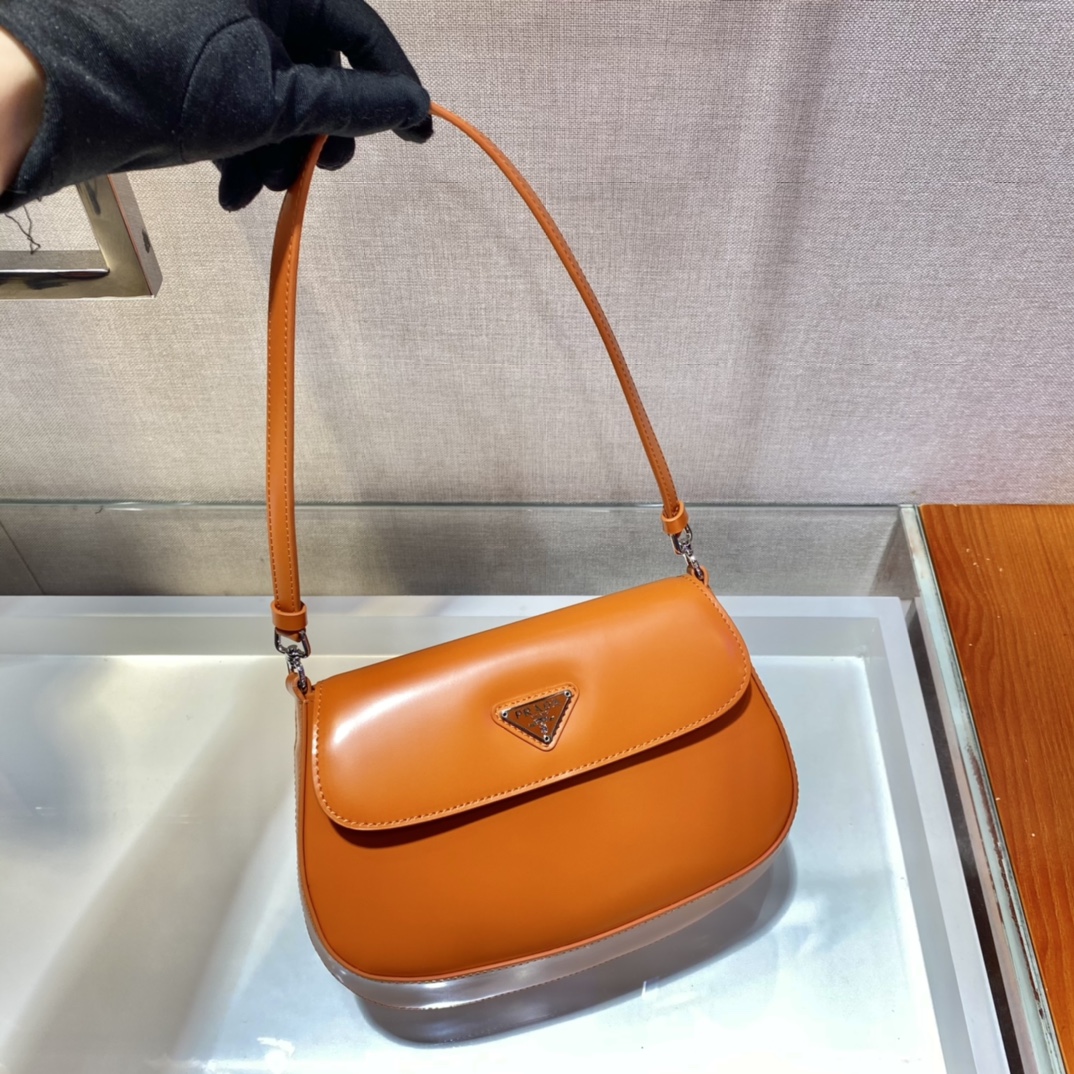 Prada Cleo brushed leather shoulder bag with flap