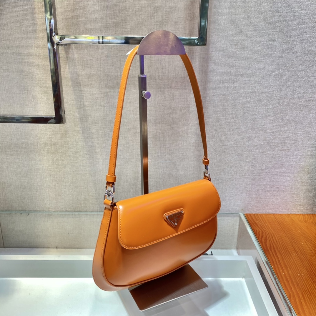 Prada Cleo brushed leather shoulder bag with flap