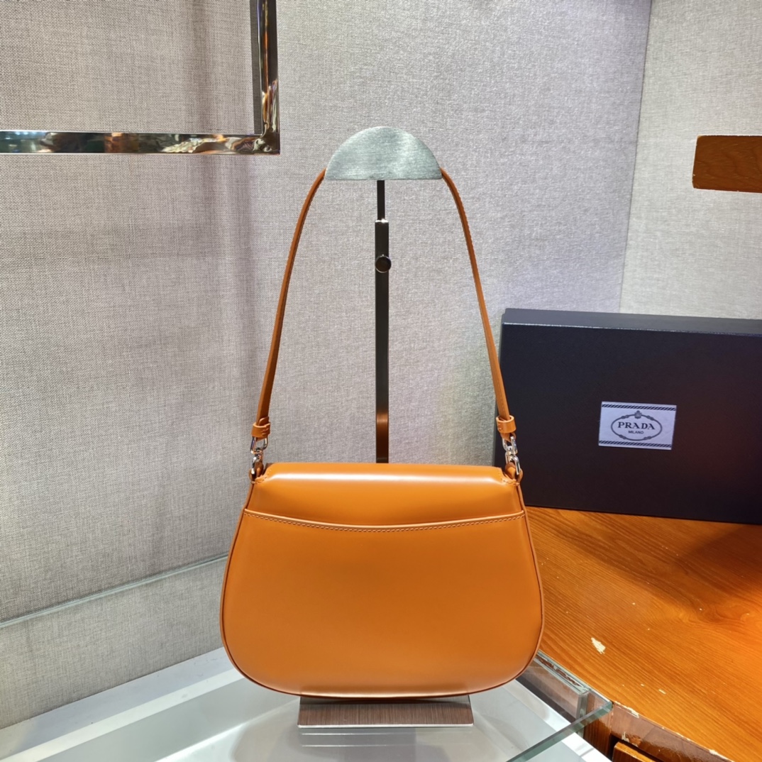 Prada Cleo brushed leather shoulder bag with flap