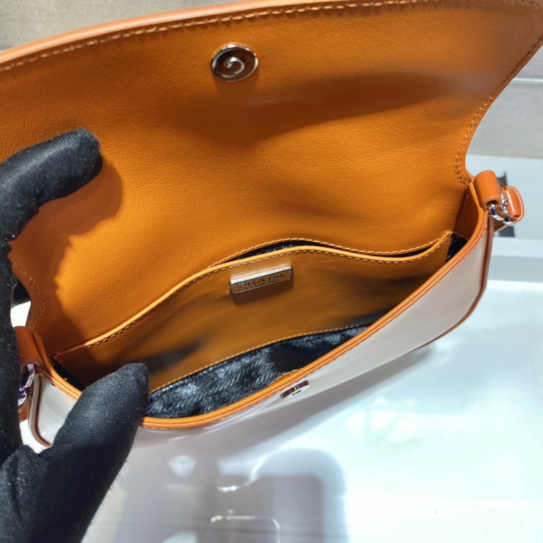 Prada Cleo brushed leather shoulder bag with flap